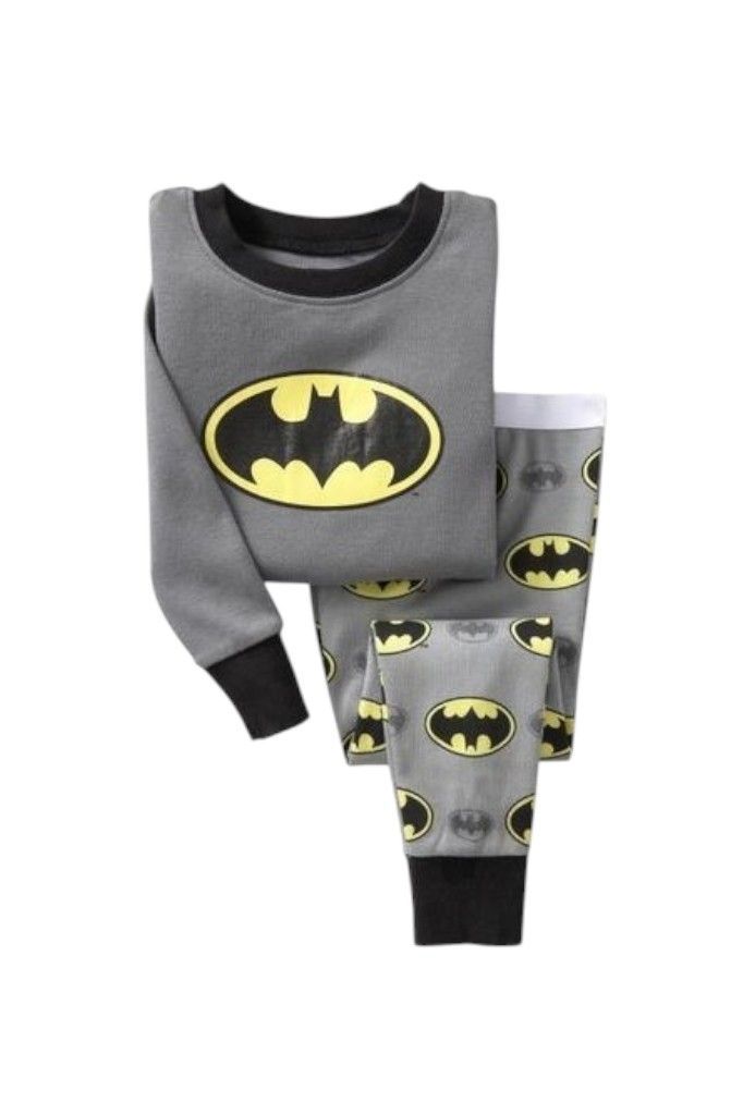 Daniel - 2pc-Set - Boy's Dark Knight Printed Pyjama Top And Pants - Grey