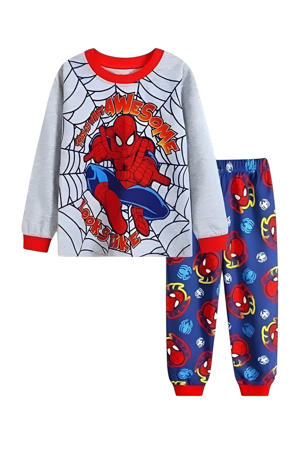 Daniel - 2pc-Set - Boy's Hero Web Crawler Printed Pyjama Top And Pants - Multicolor