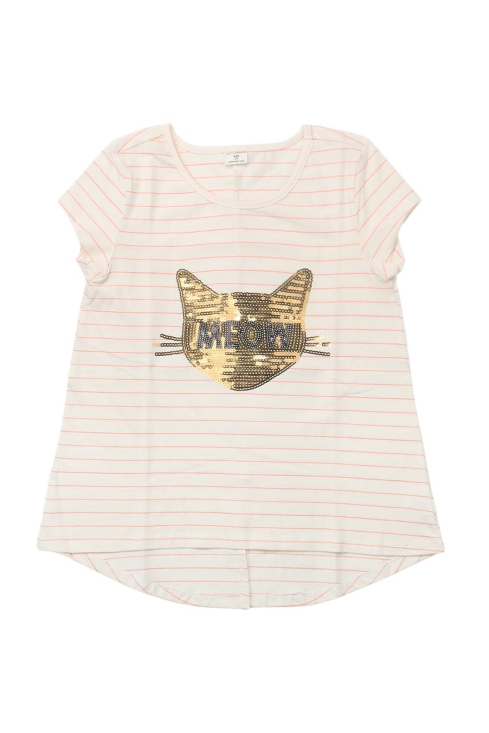D' Daniela - Girl's Meow Sequined Casual Top - Light Pink