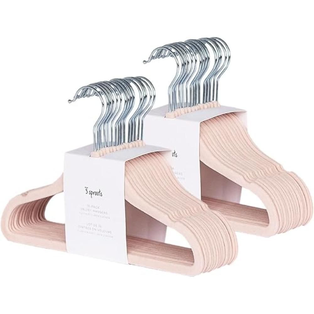 3 Sprouts - Velvet Hanger Cream - 30pcs - Pink