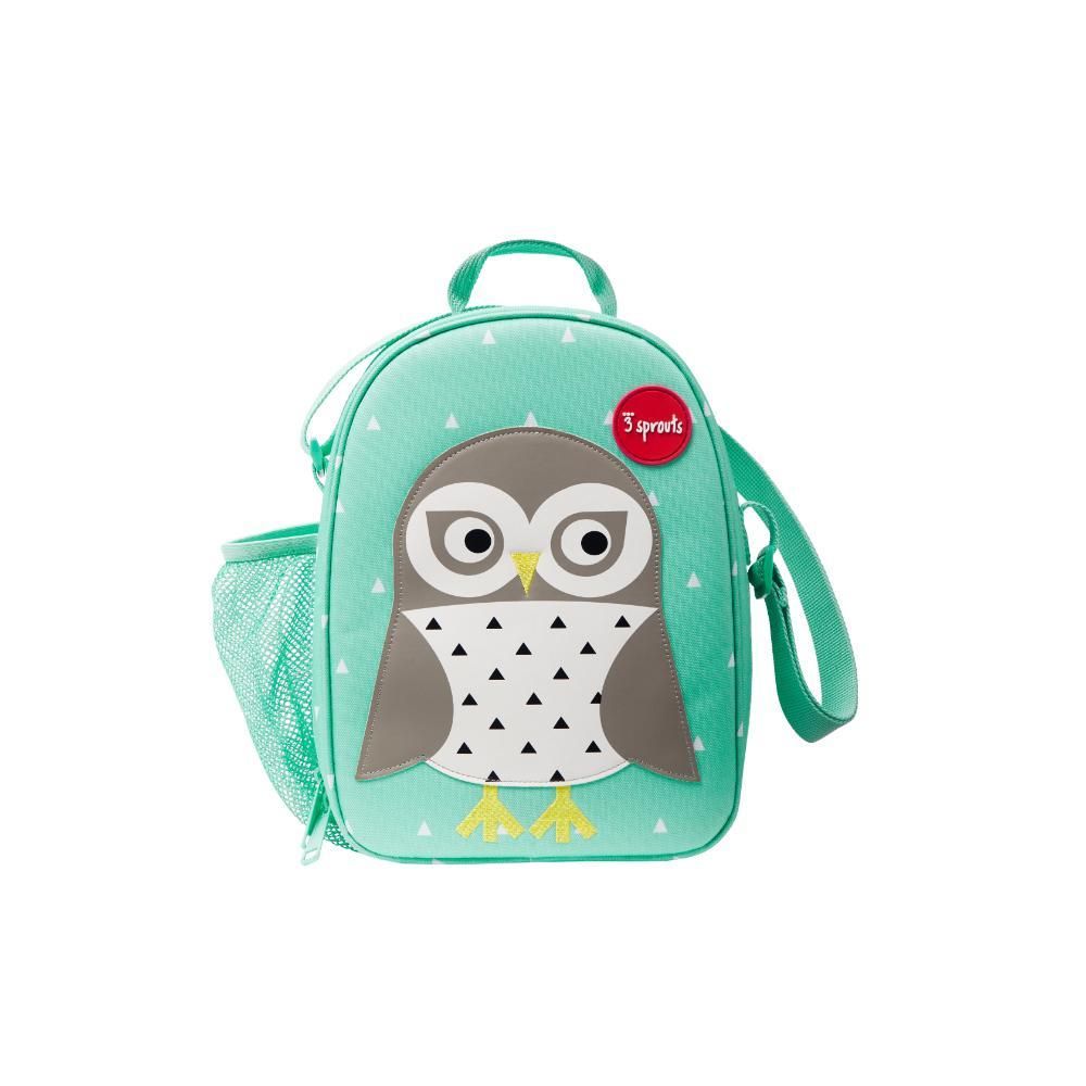 3 Sprouts - Owl Lunch Bag - White/Green