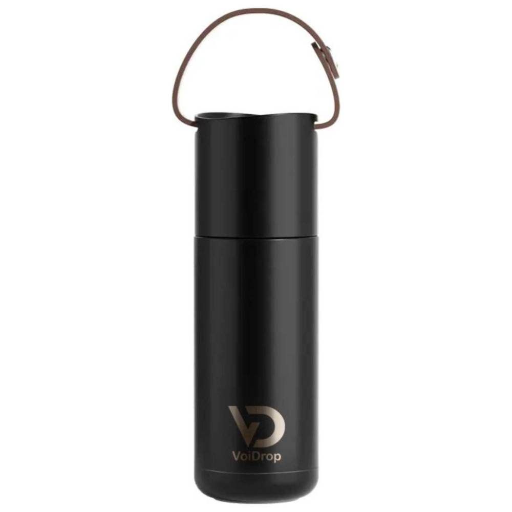 Voidrop - Insulated Thermos Bottle w/ Silicon Strap - Charcoal Black - 350 ml