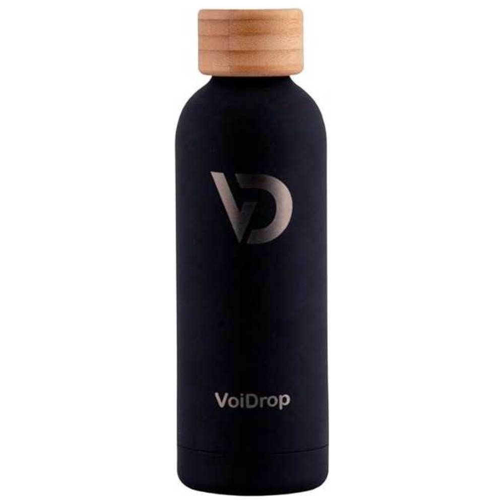 Voidrop - Insulated Water Bottle w/ Bamboo Lid & Silicon Ring - Black - 750 ml