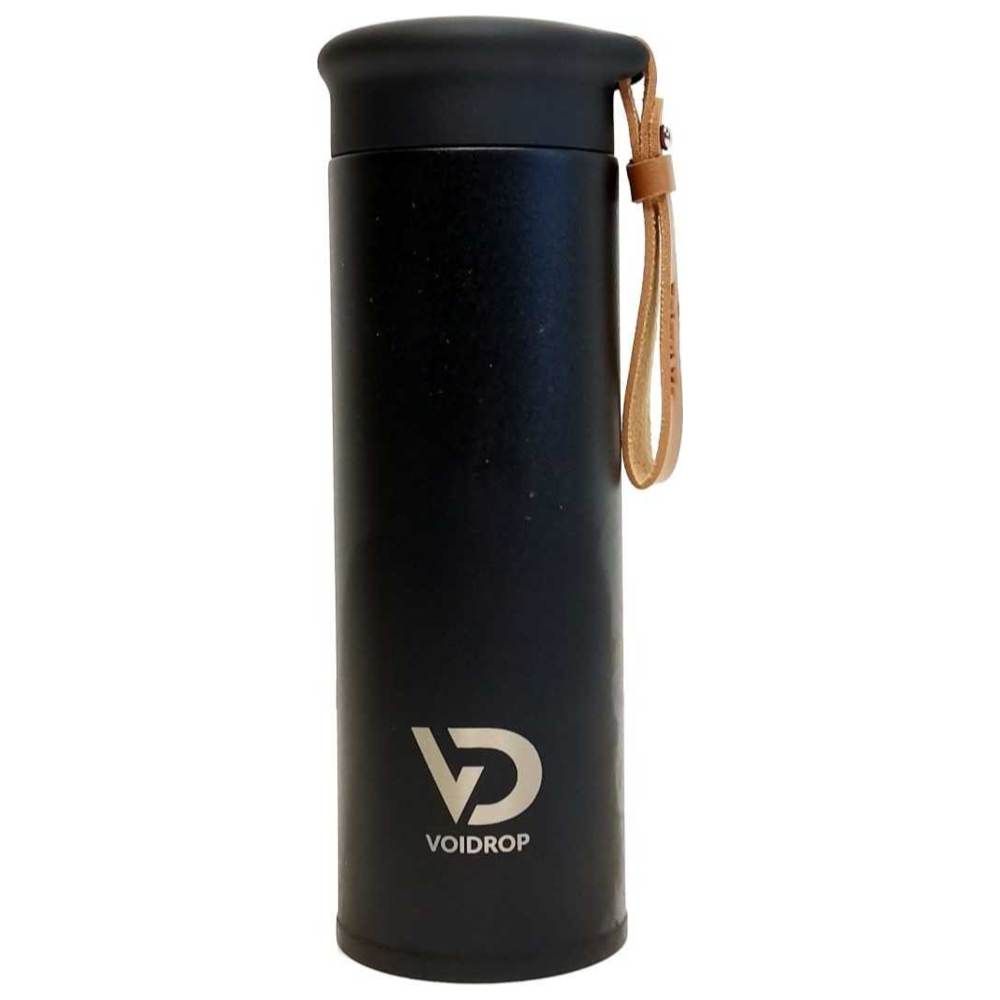 Voidrop - Insulated Water Bottle w/ Filter & PU Strap - Night Black - 450 ml