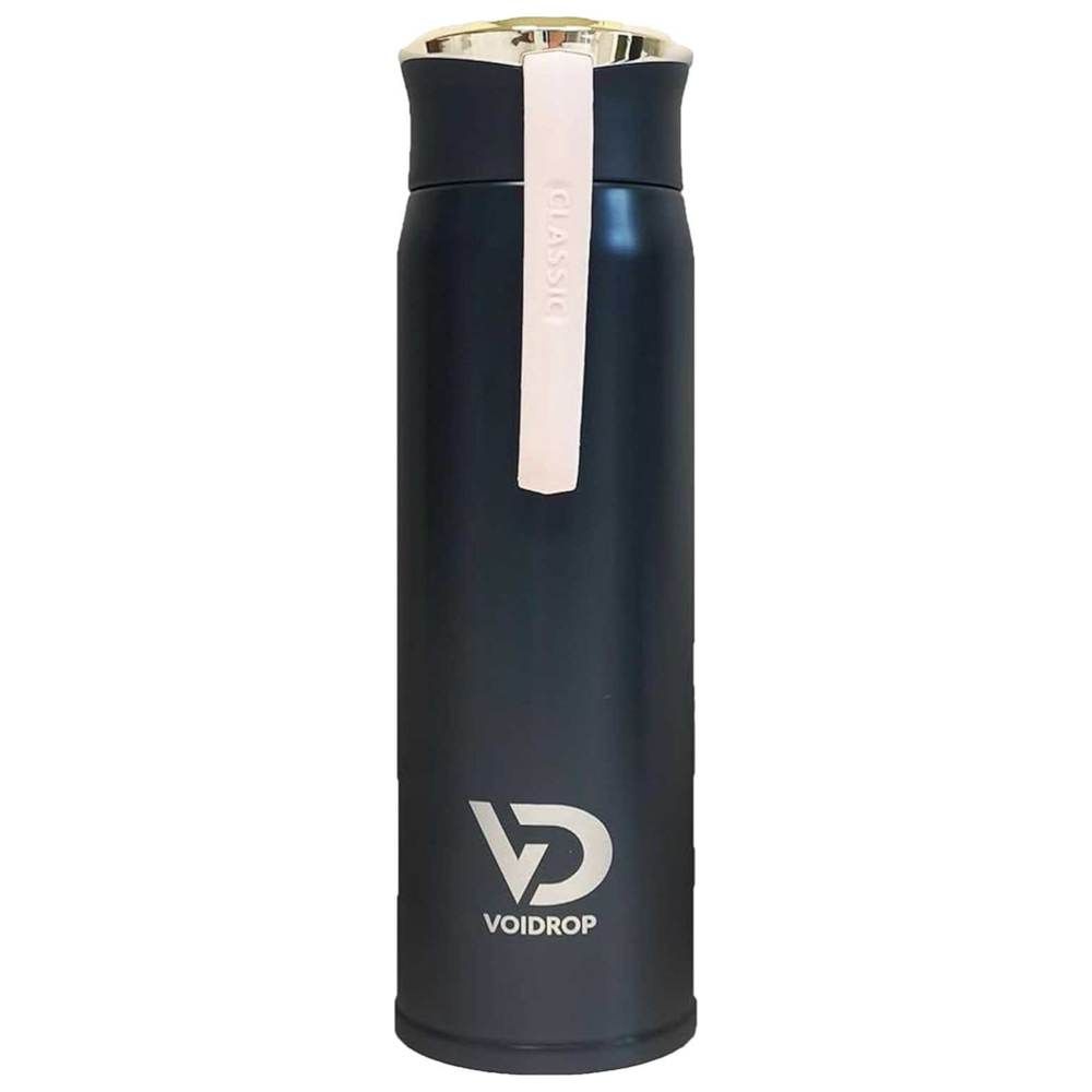 Voidrop - Insulated Water Bottle w/ Golden Lid - Charcoal Black - 450 ml