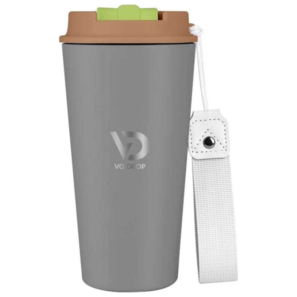 Voidrop - Insulated Travel Coffee Mug w/ Sipper & Strap - Matte Grey - 500 ml