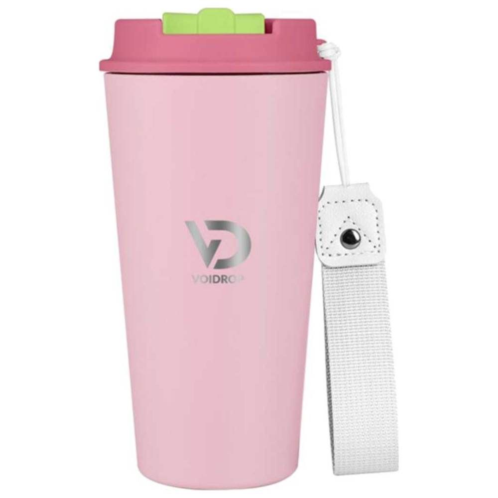 Voidrop - Insulated Travel Coffee Mug w/ Sipper & Strap - Matte Pink - 500 ml