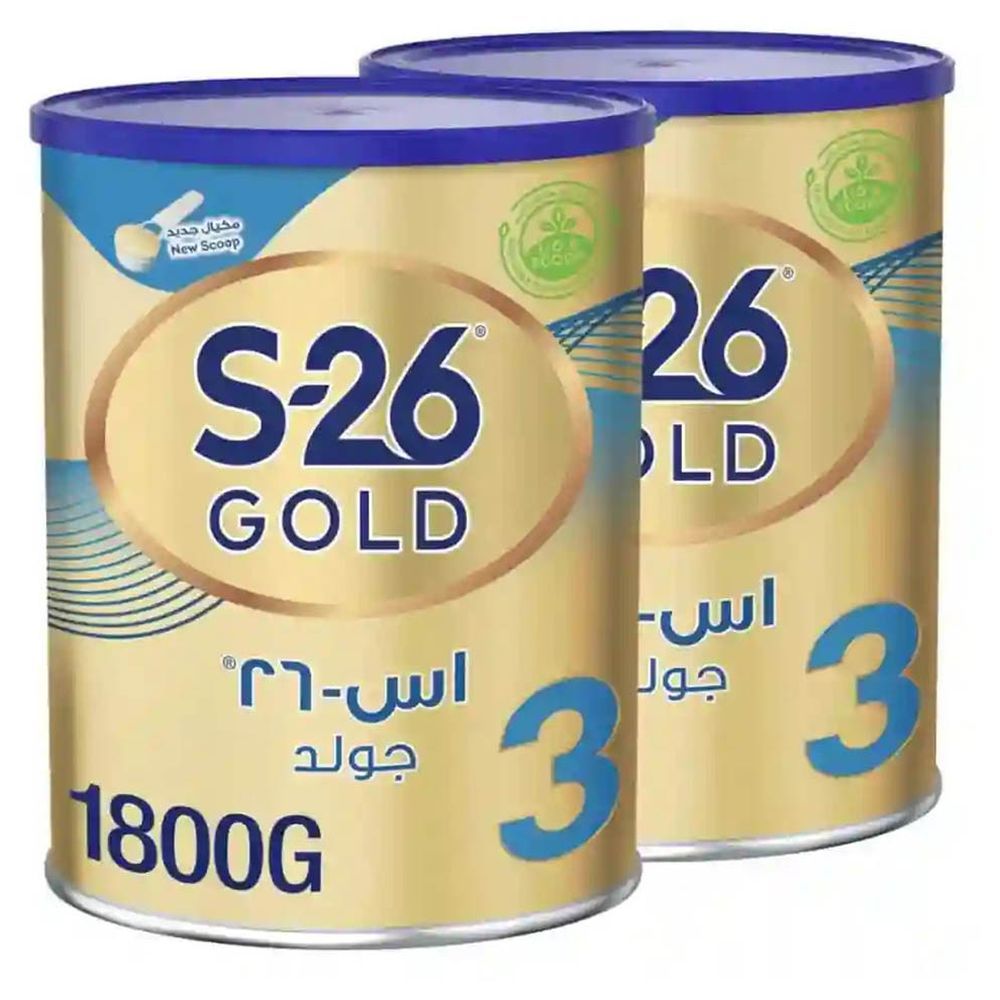 أس26 - مسحوق حليب الأطفال جولد المرحلة 3 - 1800 جم - عبوتين