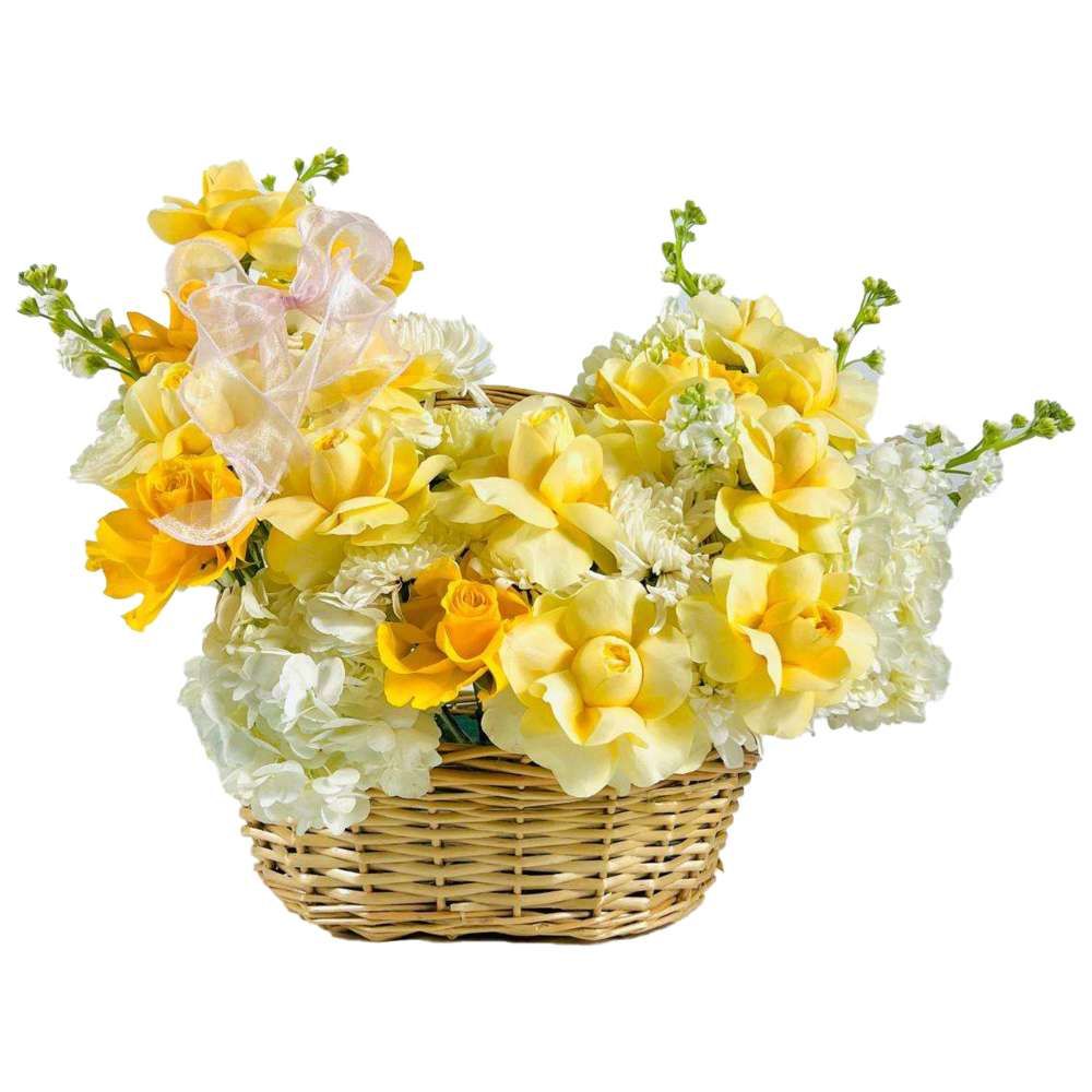 RR Luxury Flowers - Golden Basket Flower Bouquet