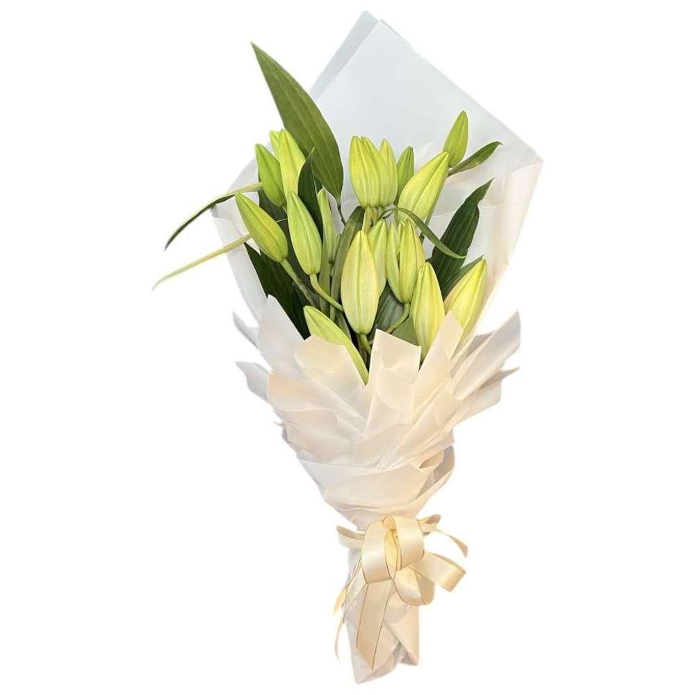 RR Luxury Flowers - Solo Lily Flower Bouquet - White
