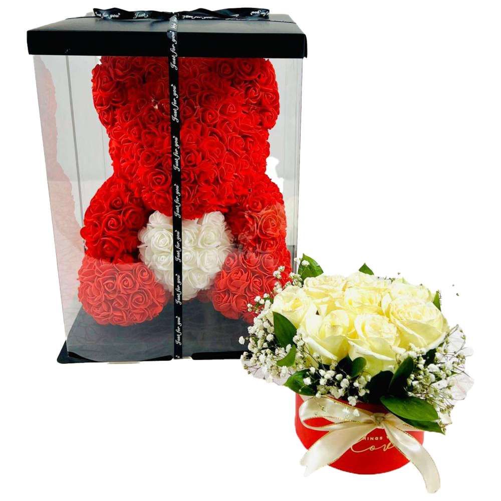 باقة زهور الدب المحبوب من RR Luxury Flowers - قطعتان