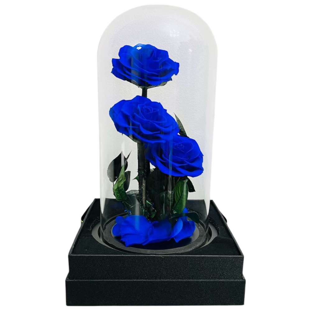 RR Luxury Flowers - Eternal 3 Heads Blue Rose Flower