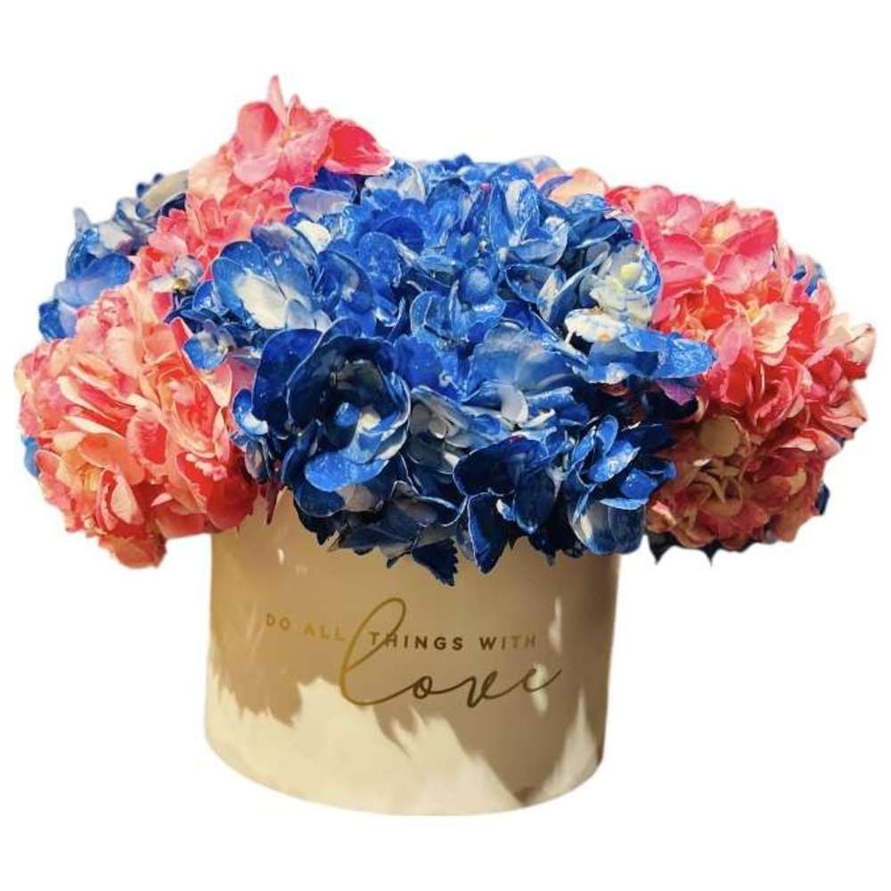 RR Luxury Flowers - Botanica Hydrangea Flower Bouquet - Blue/Pink