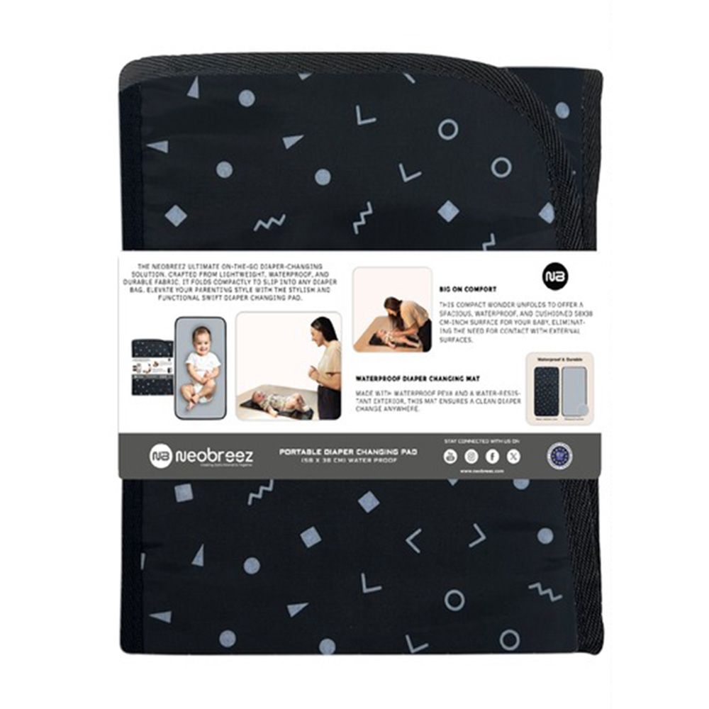 Neobreez - Portable Diaper Changing Pad - Dark Grey/Black