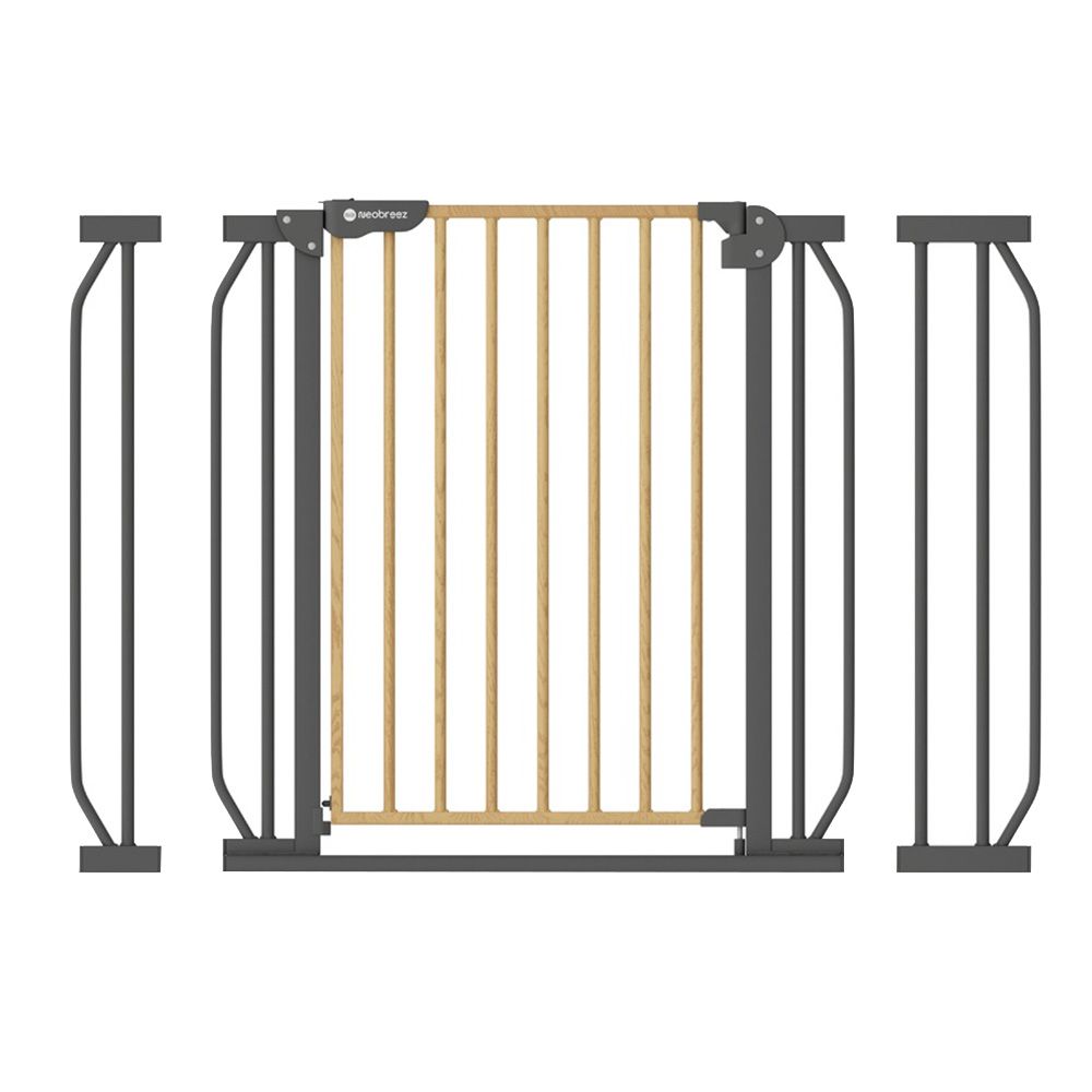 Neobreez - Fermii Auto Close Safety Gate w/ Wood Finish - Black