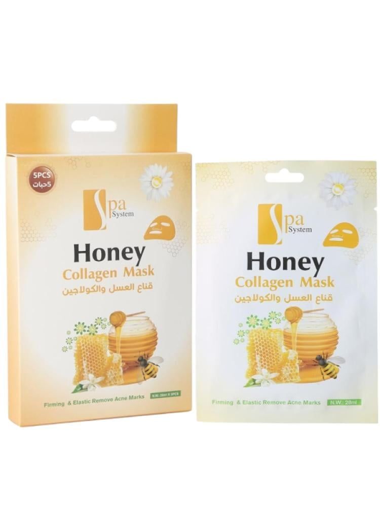 Spa System - Honey & Collagen Facial Sheet Mask - Pack Of 5