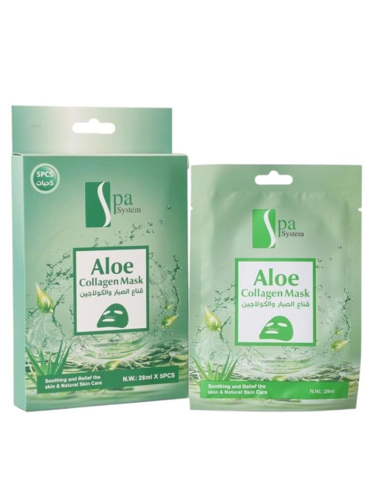 Spa System - Aloe Vera & Collagen Facial Sheet Mask - Pack Of 5