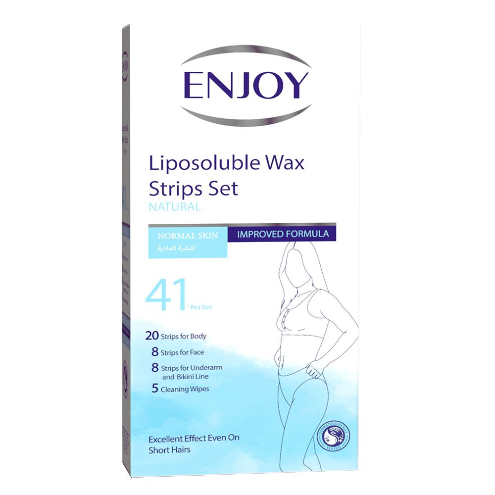 Enjoy - Liposoluble Wax Strips Set For Normal Skin - Natural - 41 Pcs