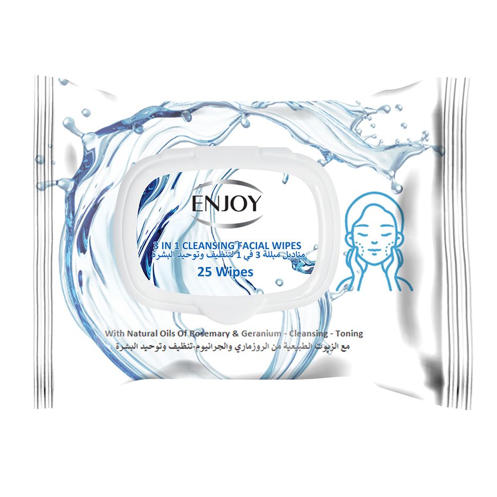 Enjoy - 3-In-1 Cleansing Facial Wipes - 25 Wipes