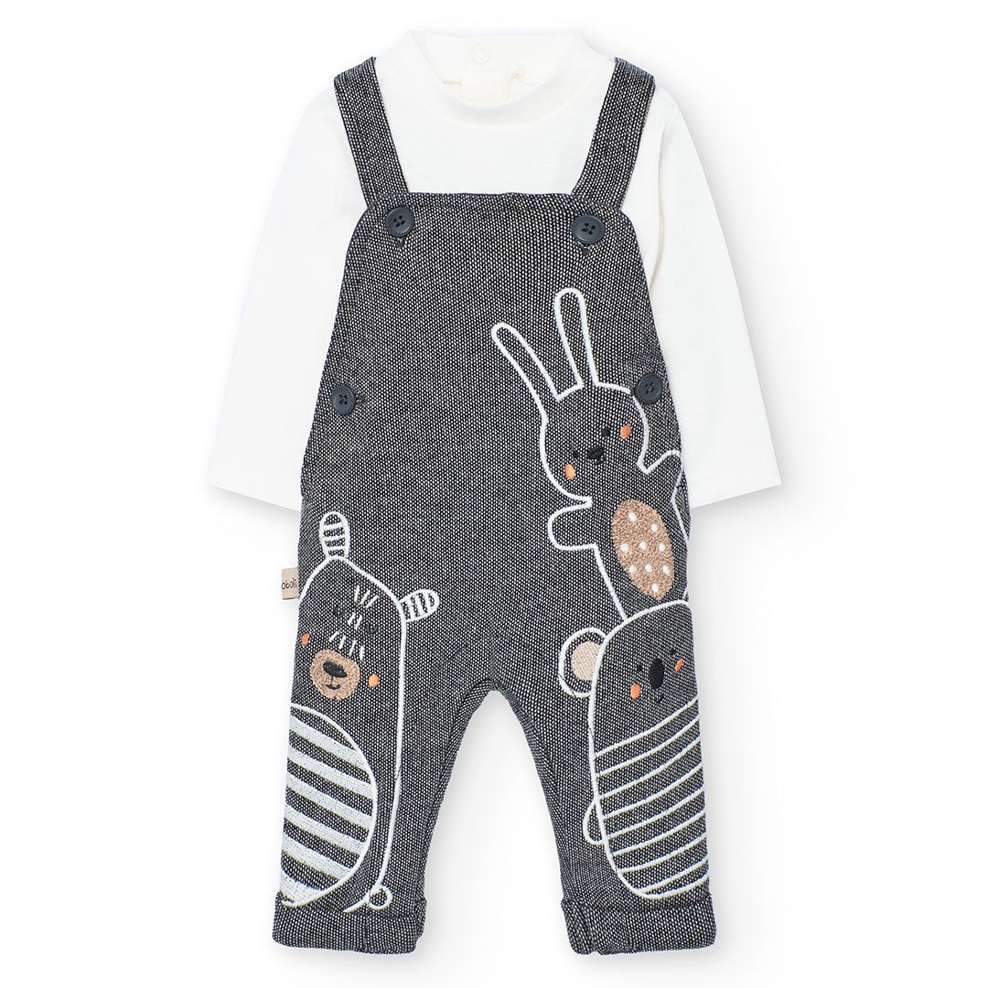 Boboli - 2pc- Set - Baby Girl's Knitted T-shirt & Printed Romper - Grey