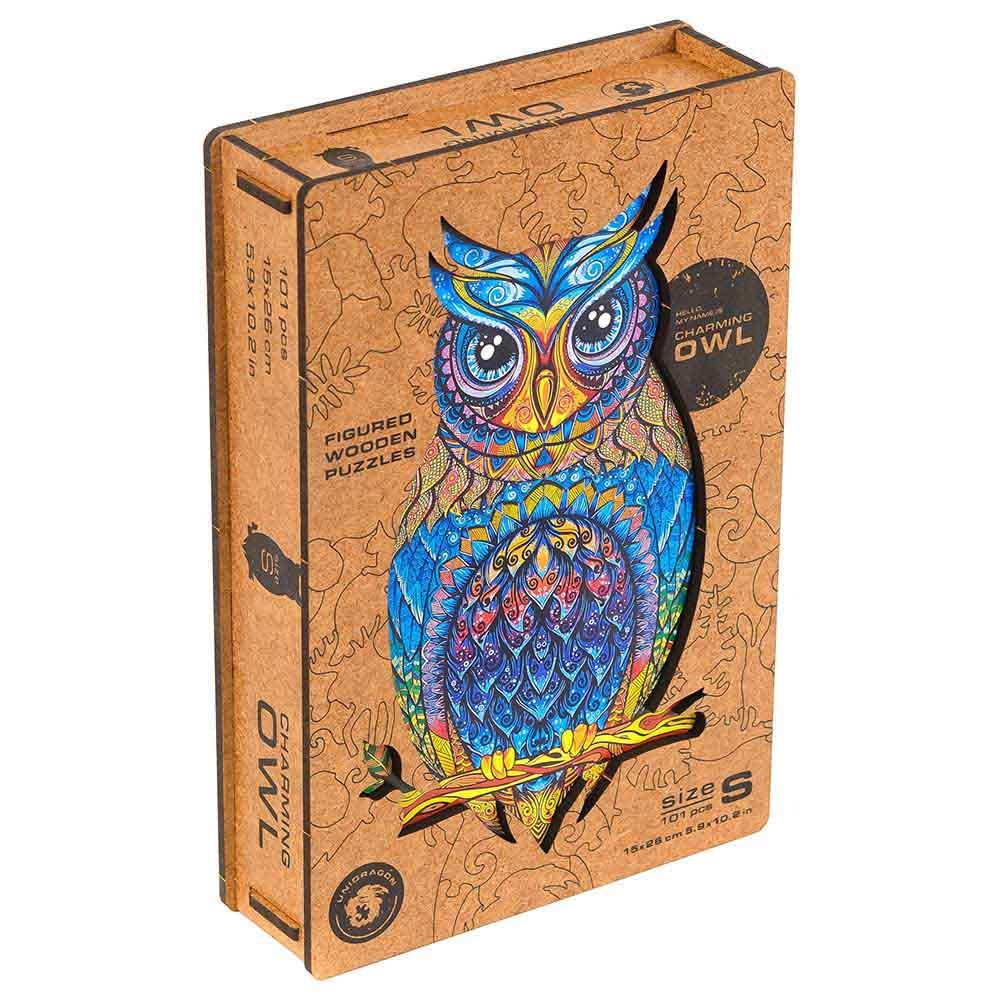 Unidragon - Figured Wooden Puzzle Kit - Charming Owl - Small - 101pcs