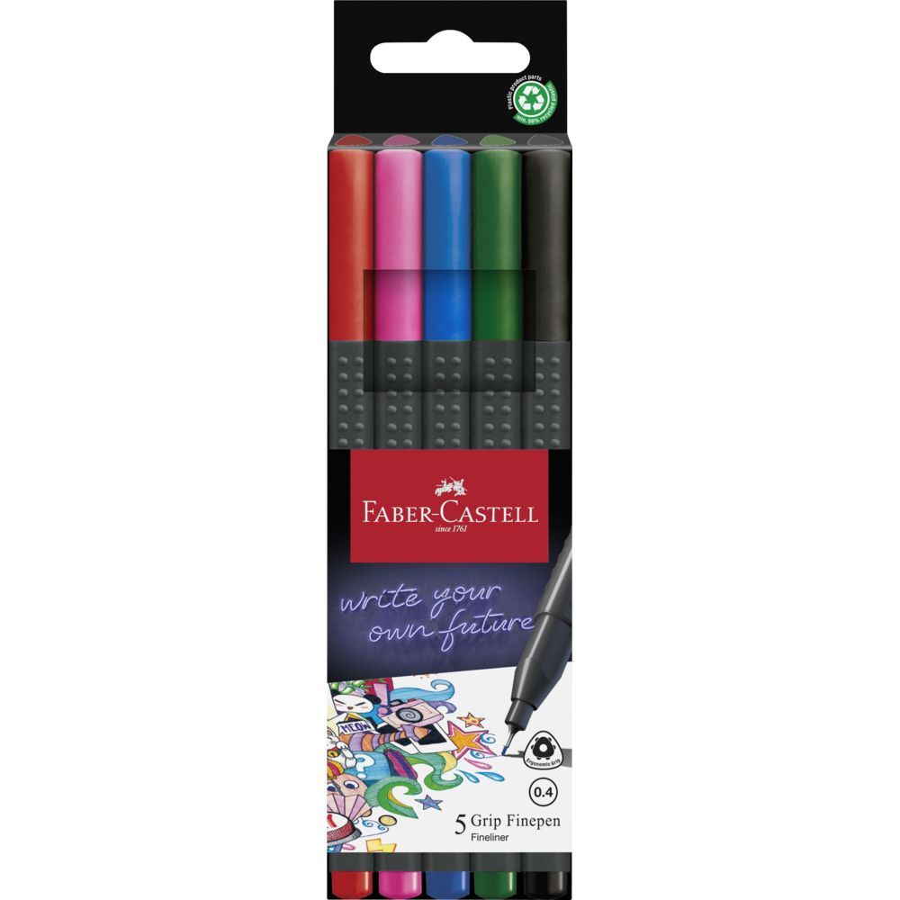 Faber Castell - 0.4 Grip Finepen - 5 Pc Set