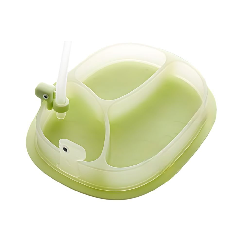 Babycare - Silicone Suction Plate with straw - White Jade Green