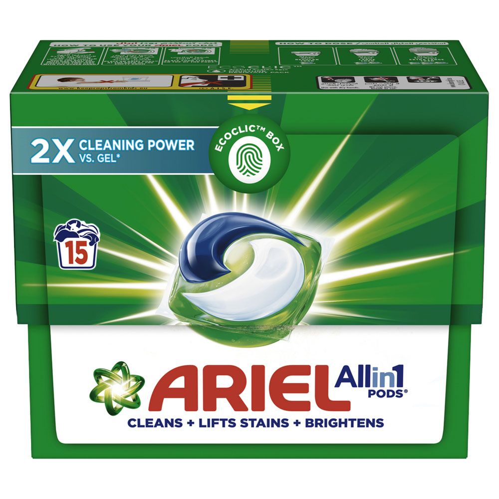 Ariel - All in 1 PODS, Washing liquid capsules, Original Scent, 15 Count