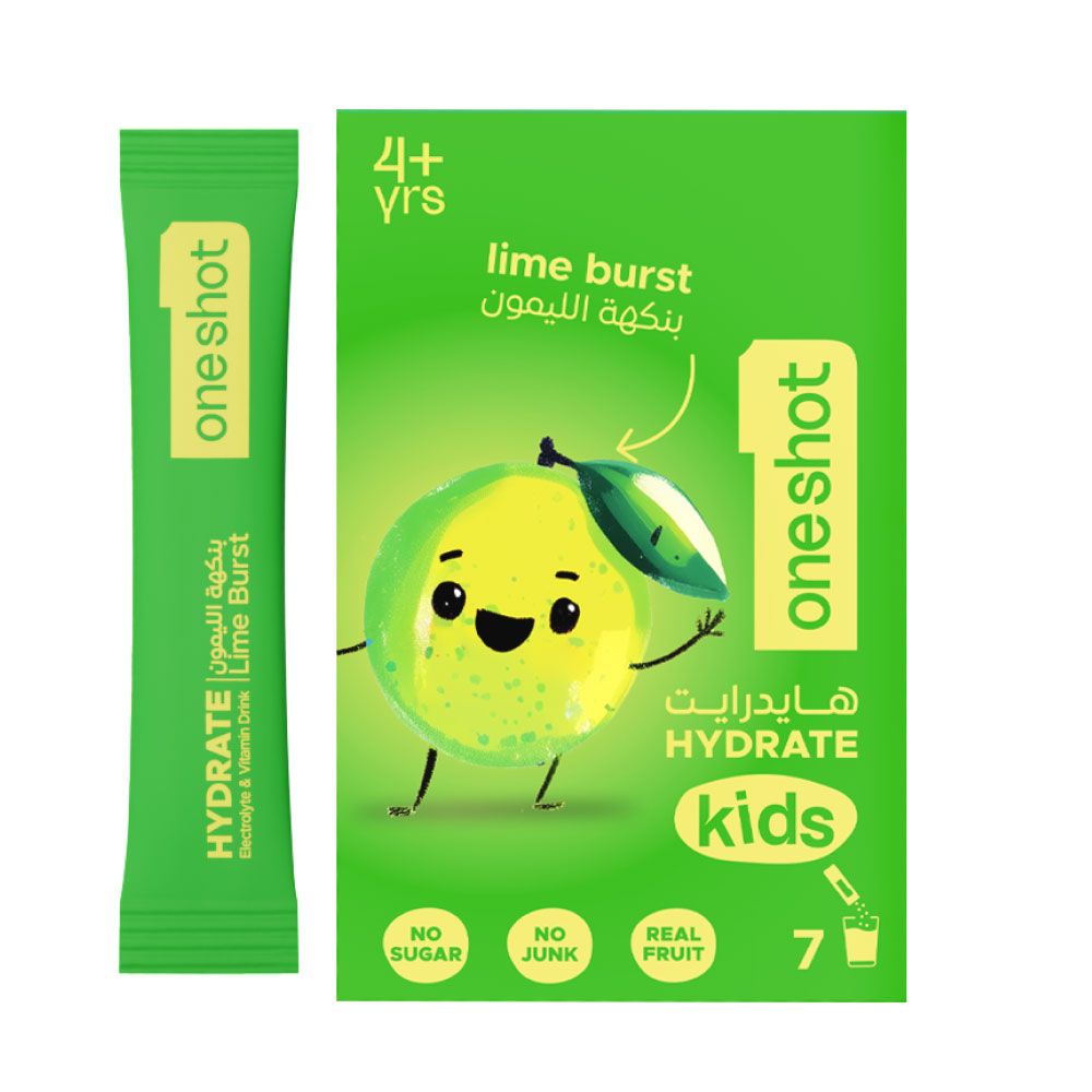 Oneshot - Kids Electrolyte Hydration Sticks - Lime Burst - 7 Pcs