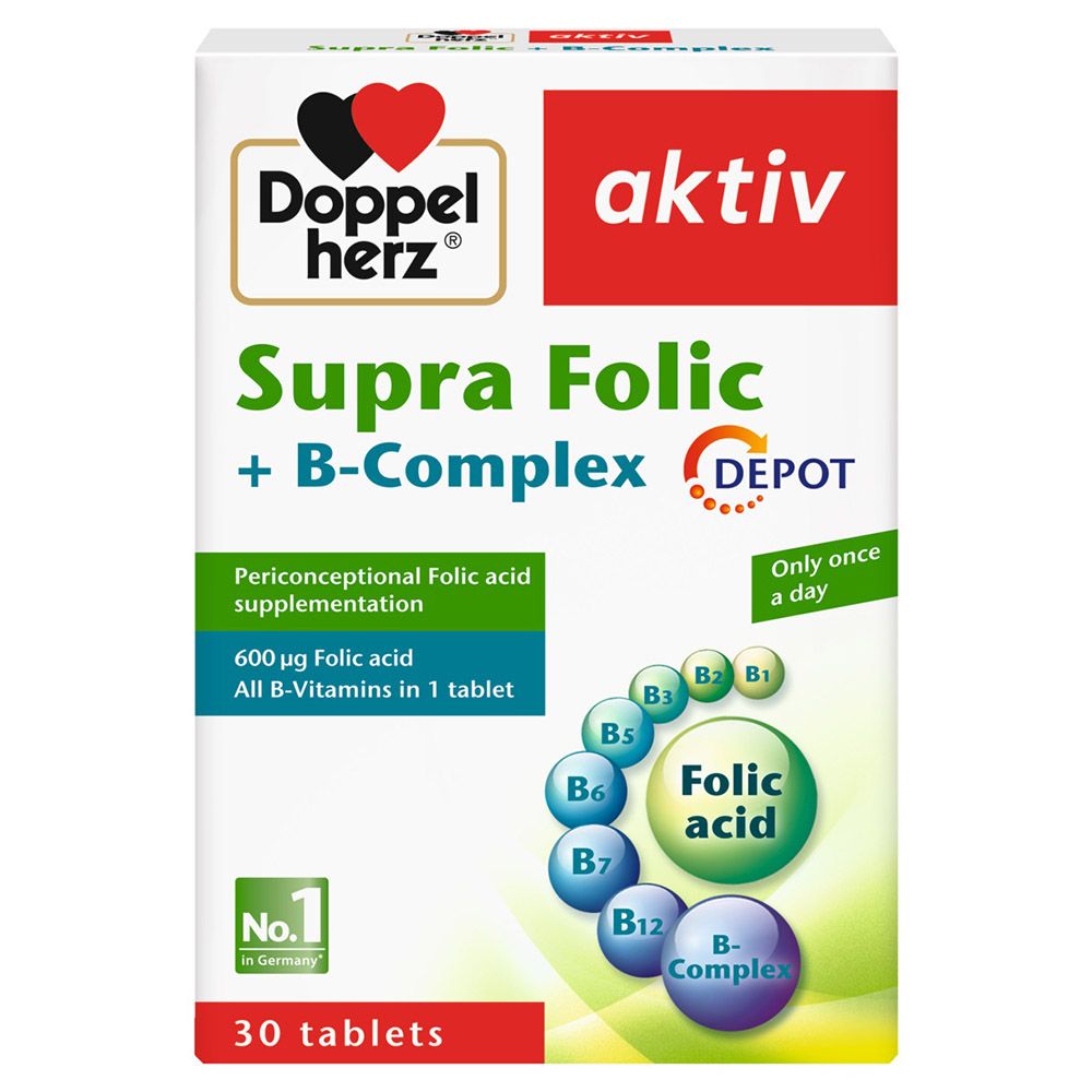 Doppelherz - Aktiv Supra Folic Plus B Complex Tablets - 30 Pcs