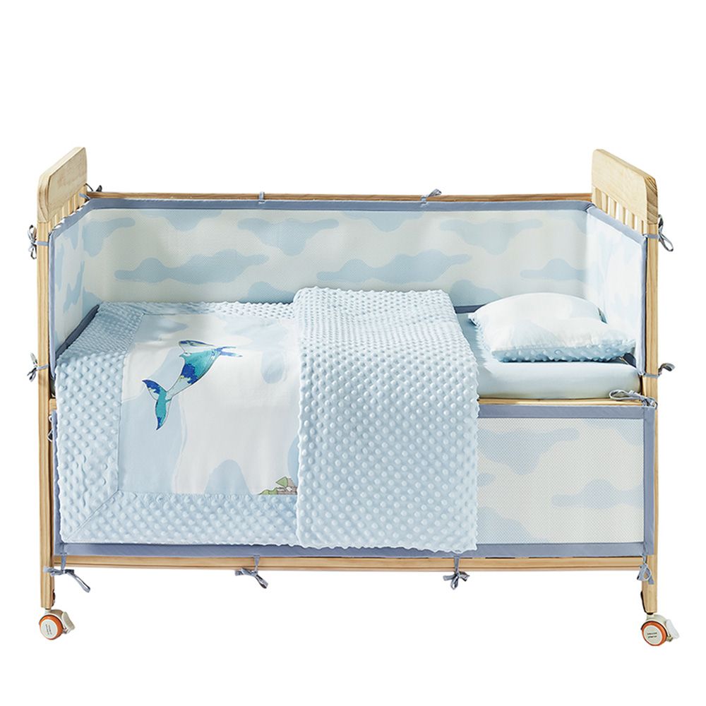 Babycare - Kesley Baby Bedding Set - Whale Blue - S - 3 Pcs