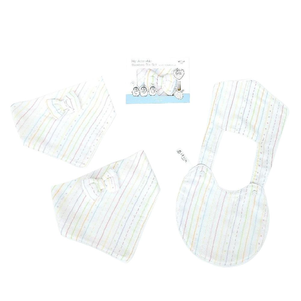 Iflin Baby - My Adorable Bamboo Bibs - 3 Pc Set - Playful Stripes