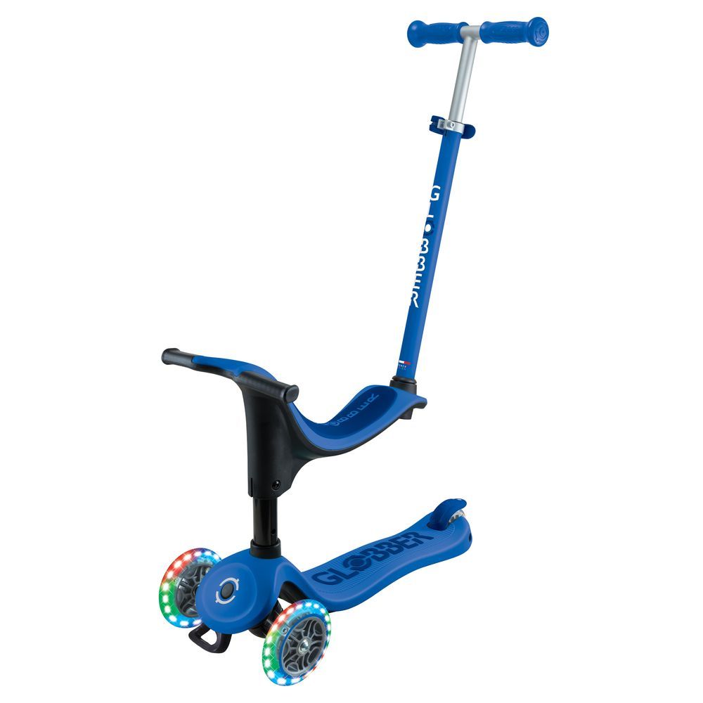Globber - 3-In-1 Go Up Sporty Lights Manual Scooter - Navy Blue