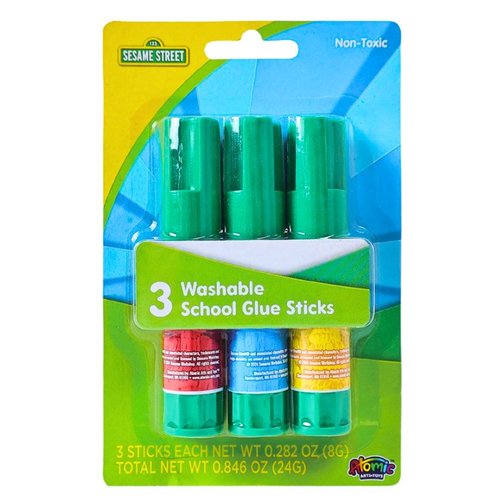 Sesame Street - Washable School Glue Sticks - 3 Pcs - 24 gm