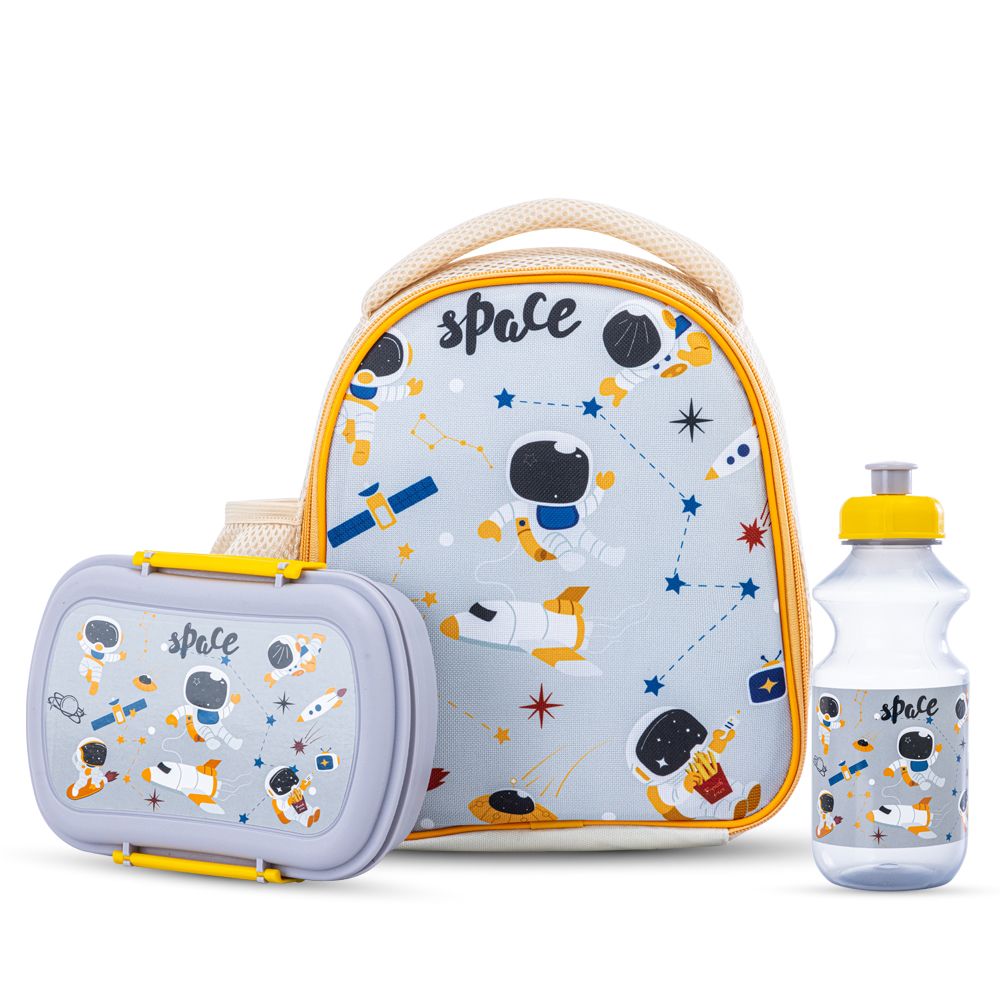 Nova Kids - Lunch Bag With Box & Water Bottle Set - Astronauts - 3 Pcs