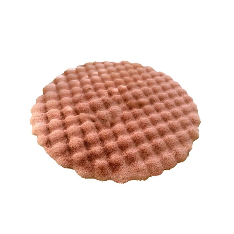 Mei Stylish - Rabbit Fur Round Floor Rug - Pink - 90 cm