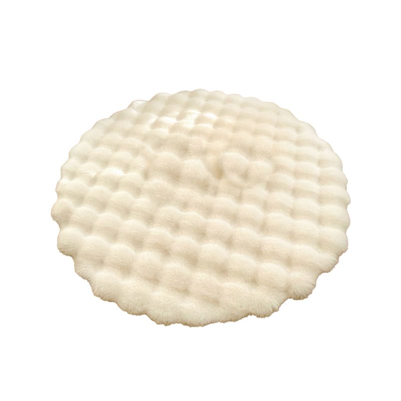 Mei Stylish - Rabbit Fur Round Floor Rug - White - 90 cm