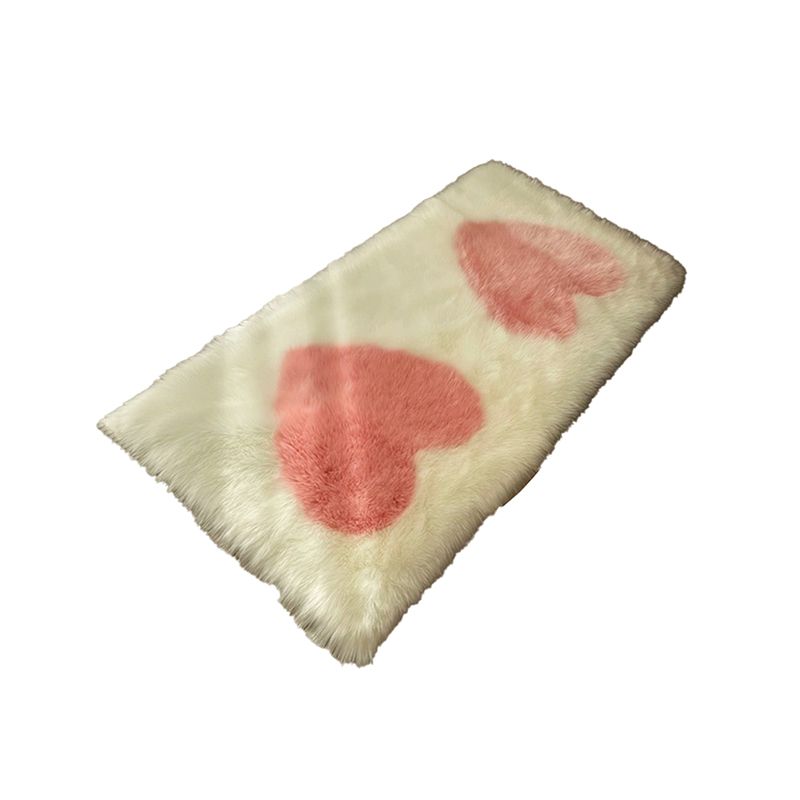 Mei Stylish - High-Pile Rabbit Fur Bedside Carpet - White - 60x120 cm