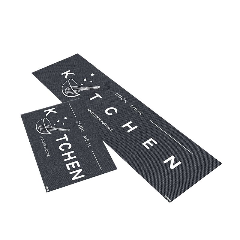Mei Stylish - Non Slip Bottom Kitchen Mats - Black Typo - Pack of 2