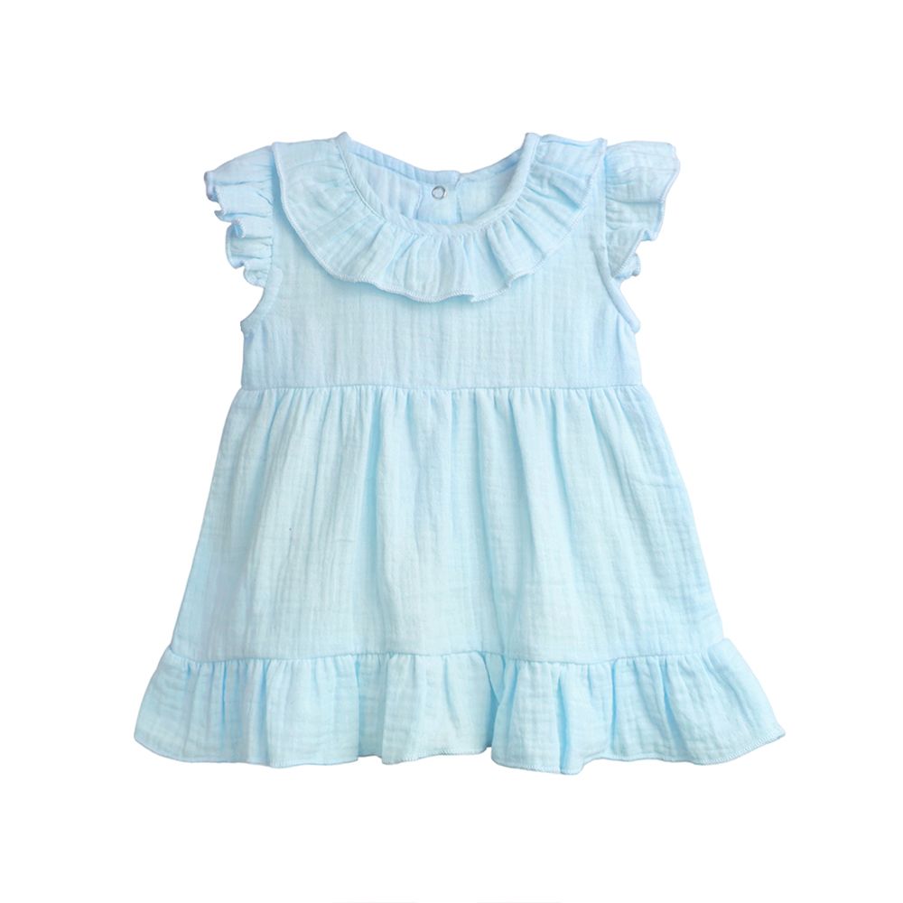 Luay - Cute And Trendy Summer Baby Frock With Frills - Sky Blue