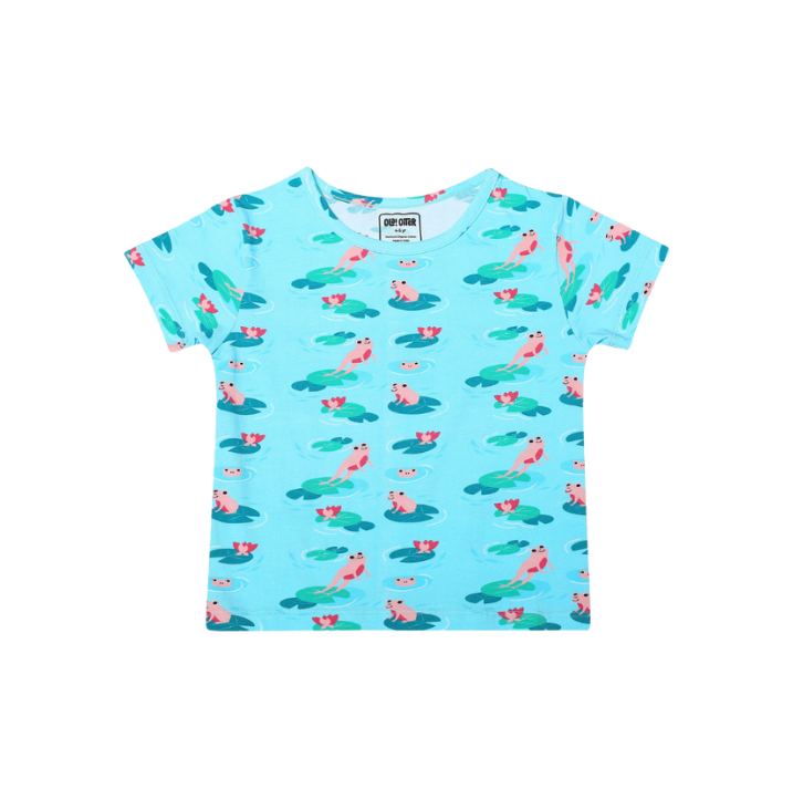 Ola Otter - Oversized Round Neck Printed T-Shirt - Frog Lotus