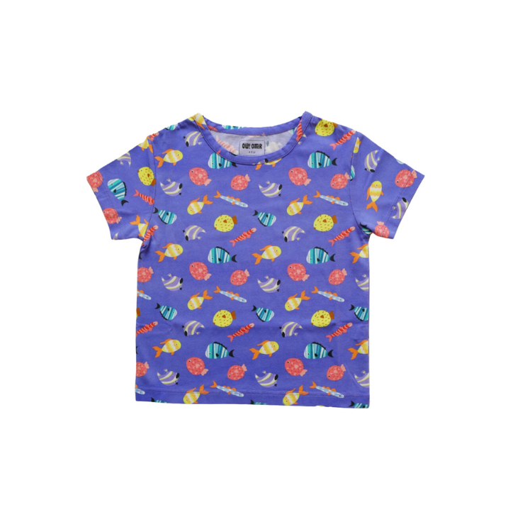 Ola Otter - Round Neck Oversize Tee - Fuzzy Fishes
