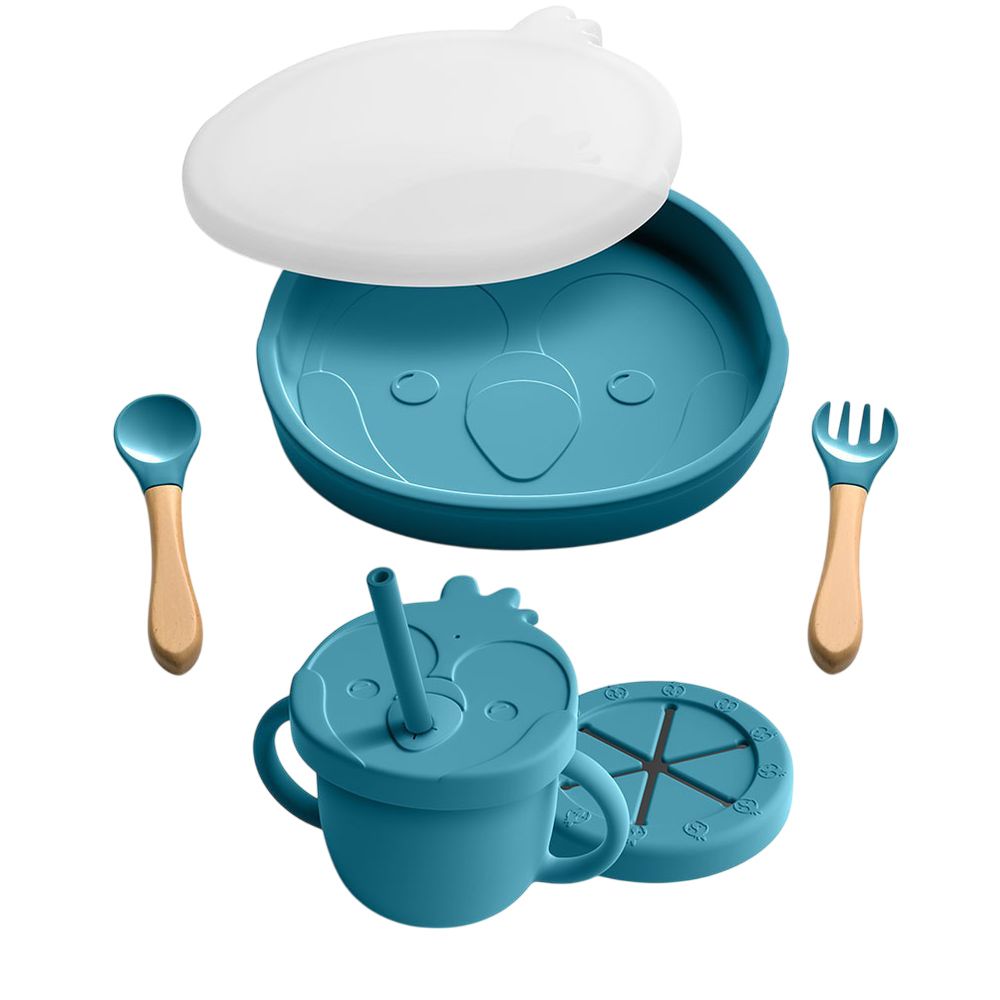Bimbly - 8-In-1 Baby Feeding Set - Dark Blue - 8 Pcs