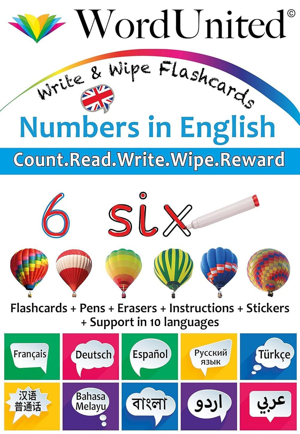 Word United - Numbers In English - Write & Wipe Flash Cards