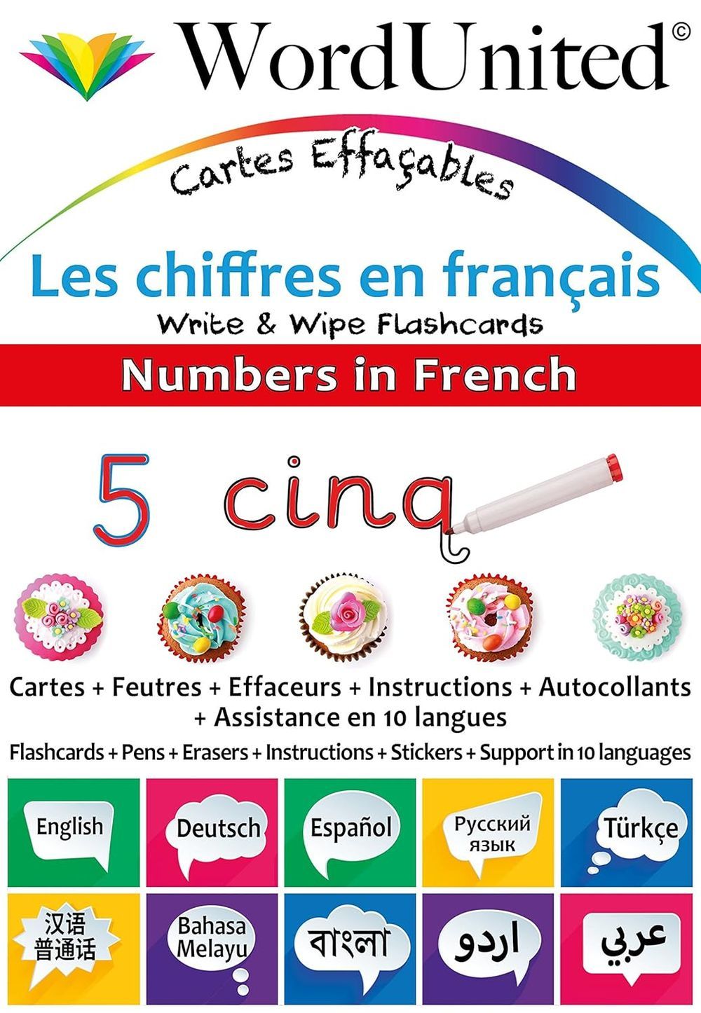 Word United - Numbers In French - Write & Wipe Flash Cards