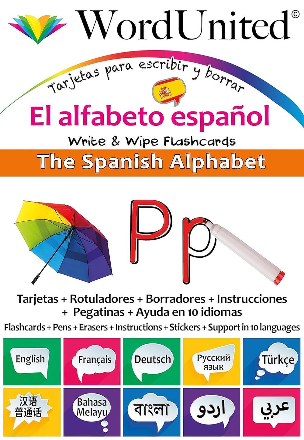 Word United - Spanish Alphabet - Write & Wipe Flash Cards