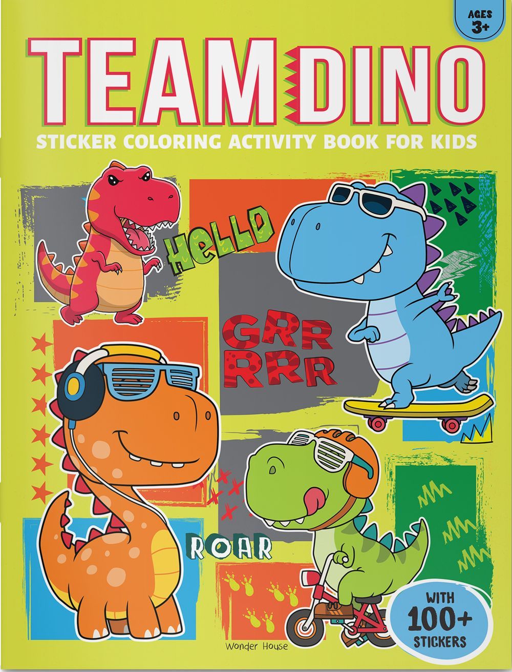 Team Dino: Sticker Coloring Activity Book For Kids