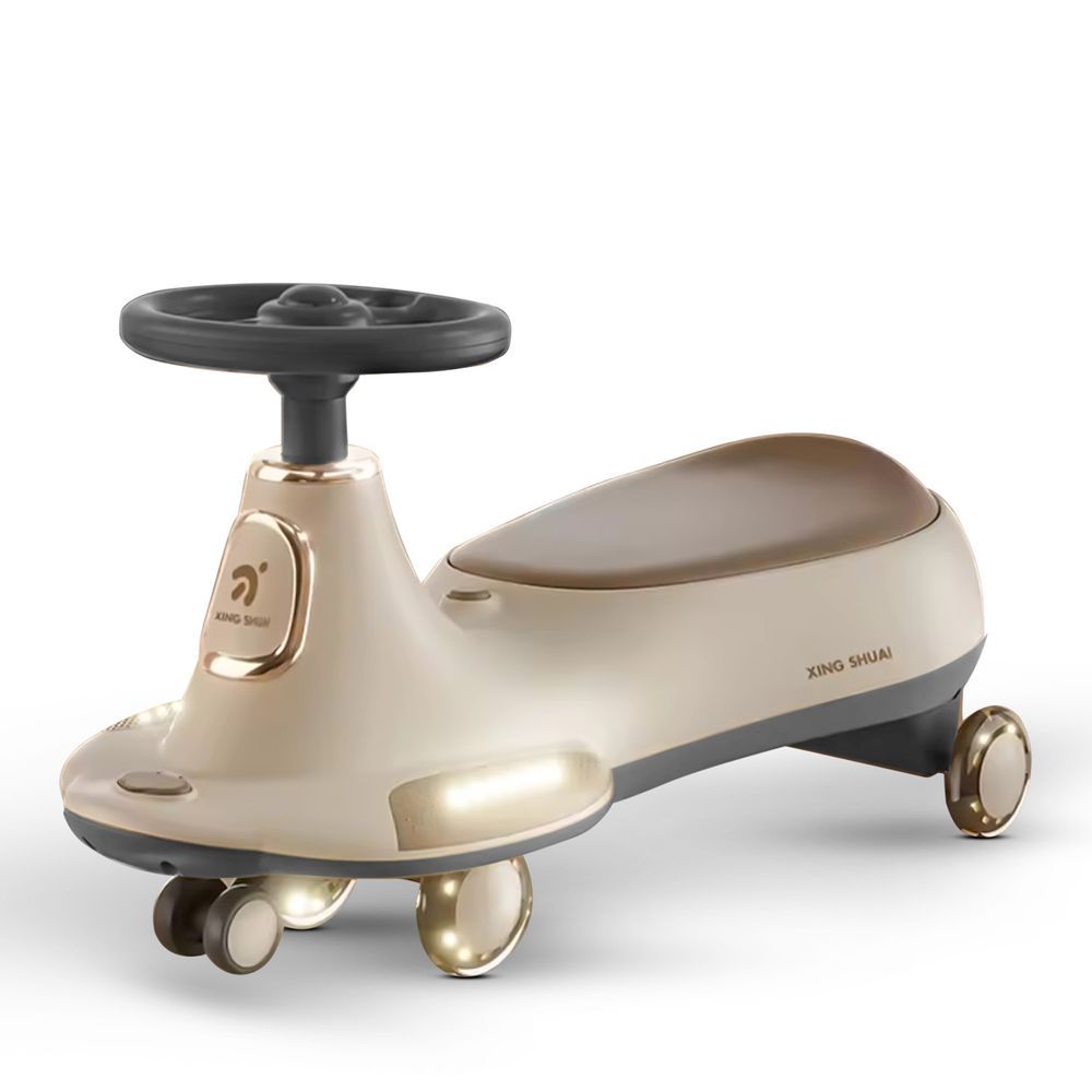 Baybee - Aero Manual Ride-On Swing Car - Brown/Grey