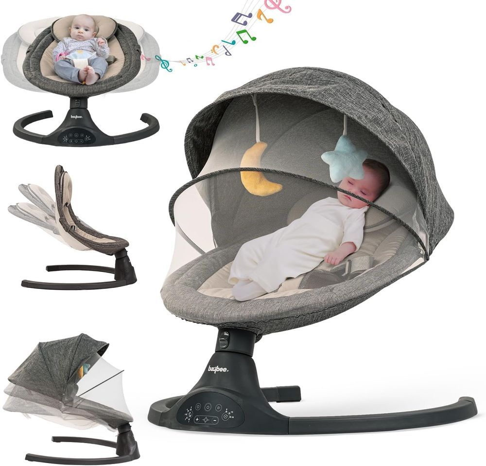 Baybee - Premium Automatic Electric Baby Swing Cradle - Black