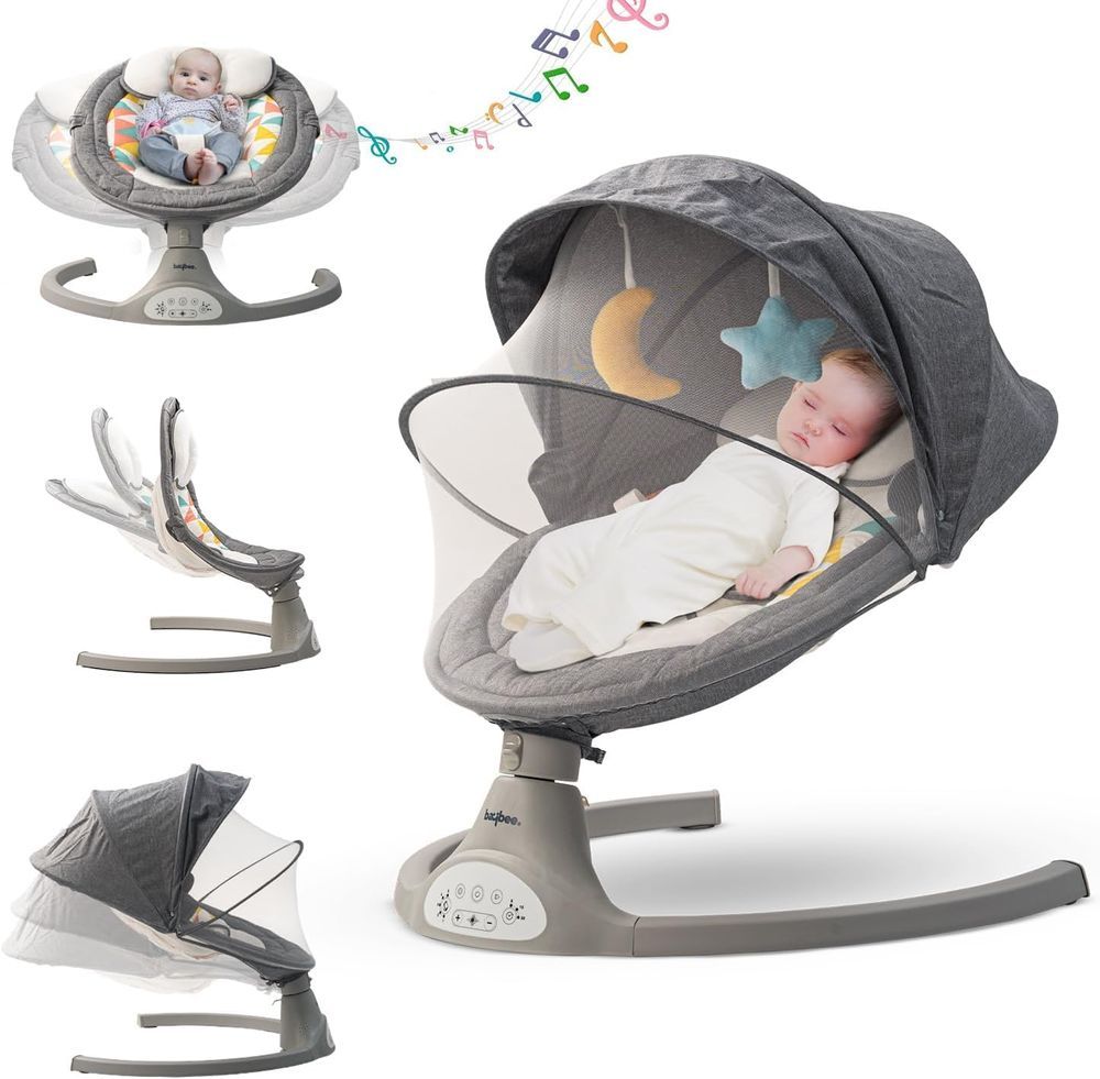 Baybee - Premium Automatic Electric Baby Swing Cradle - Grey